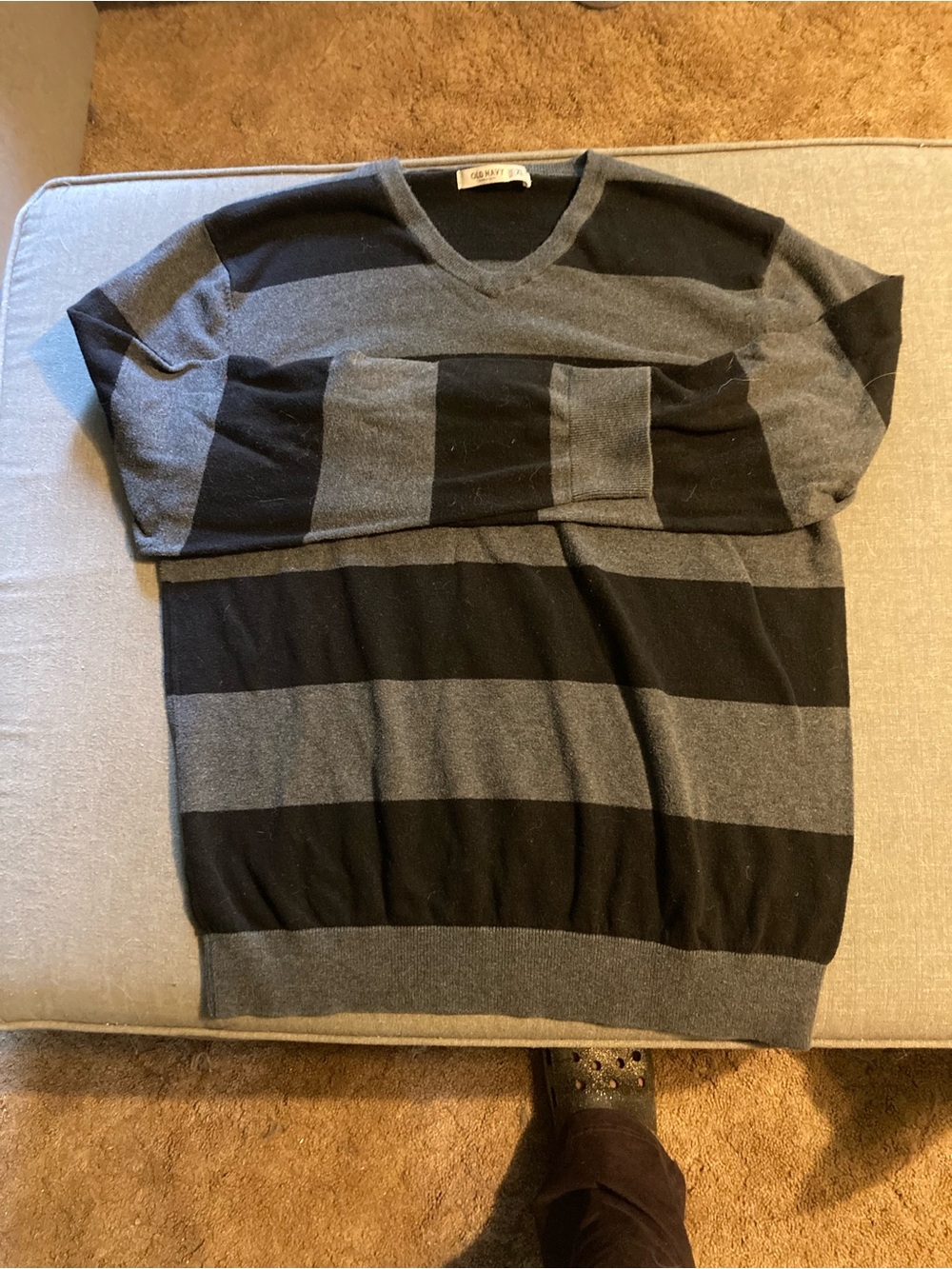 Old Navy Gray and Black V-Neck Sweater